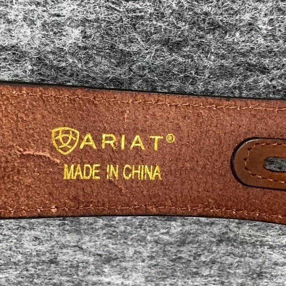 Ariat Belt Mens 42 Brown Leather Camo Western Adjustable Buckle Logo A10160156